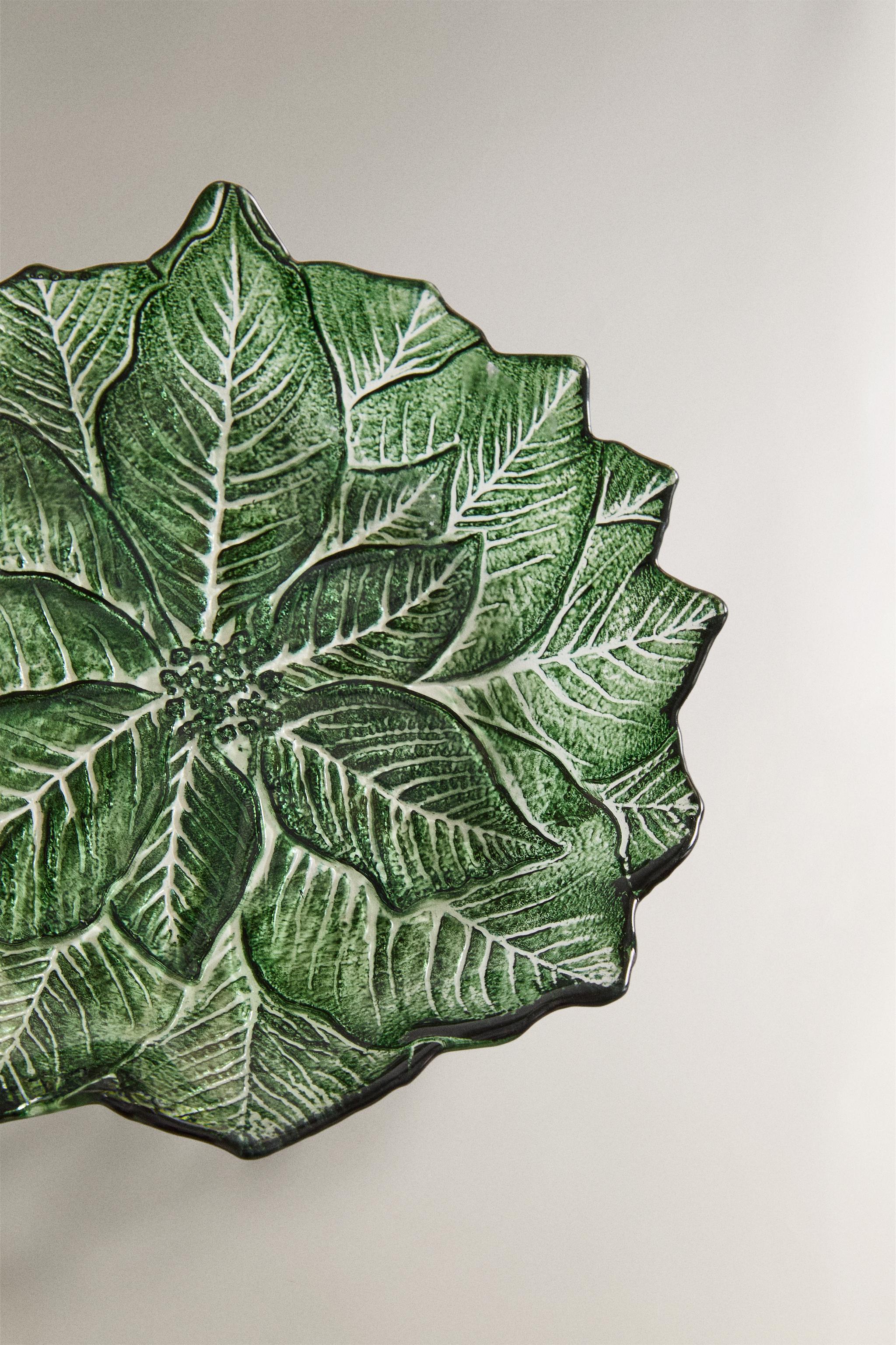 CHRISTMAS GLASS FLOWER DESSERT PLATE