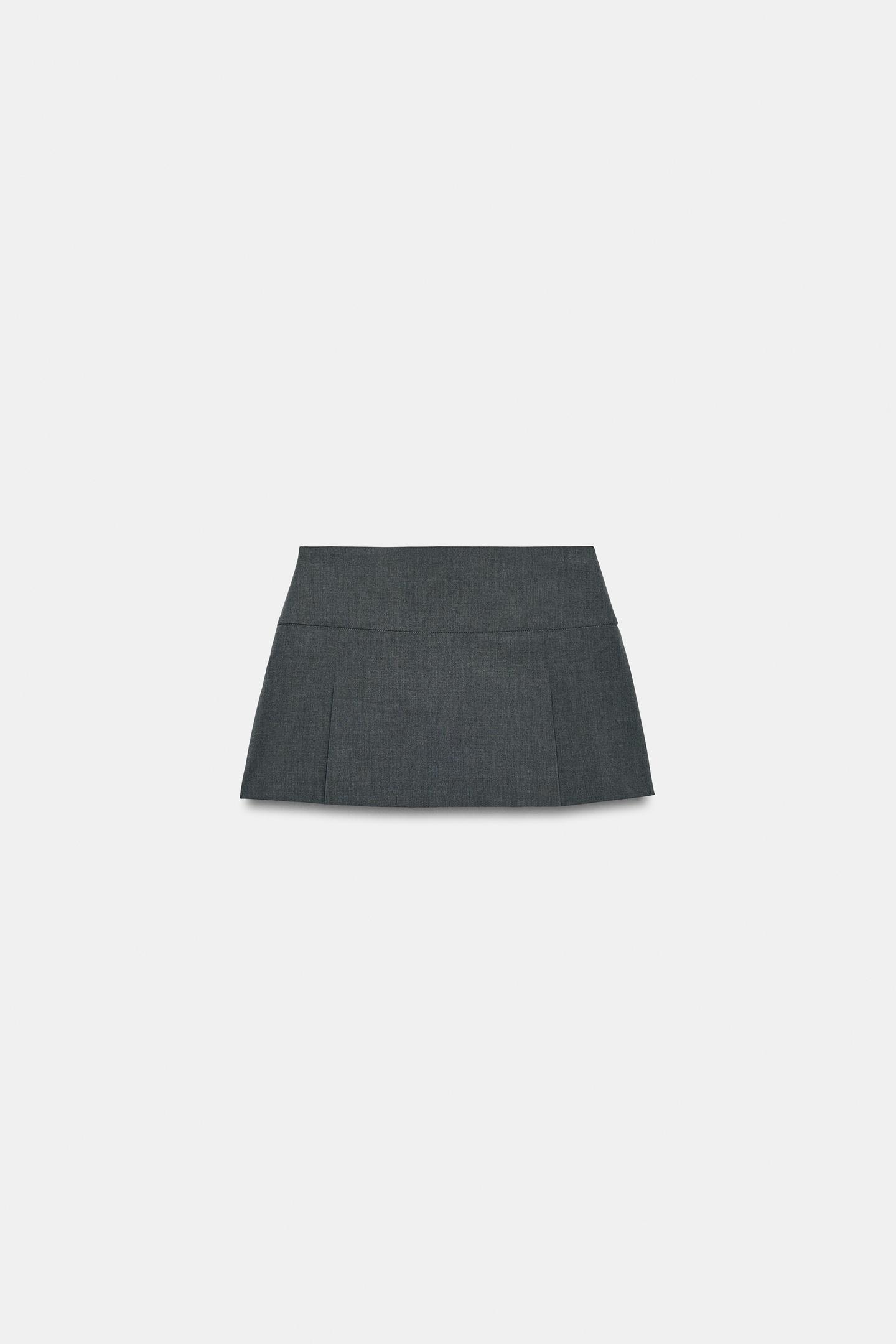 Женская юбка Zara Plaid Pleated Skirt, цвет: Тёмный серый — фото 7