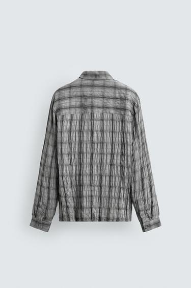 EMBOSSED CHECK SHIRT - Grey by Zara - Image 7