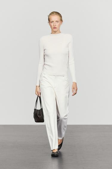 Zara Ribbed knit mock turtleneck sweater - Ecru - Image 0