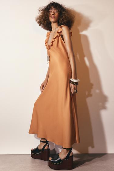 Zara RUFFLED DRESS ZW COLLECTION - Orange