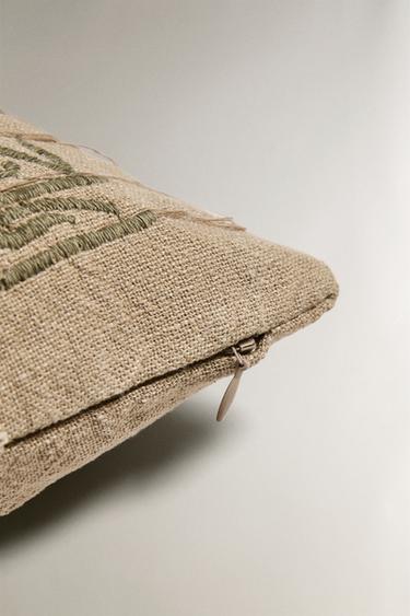 EMBROIDERED CUSHION COVER - Light beige by Zara - Image 3