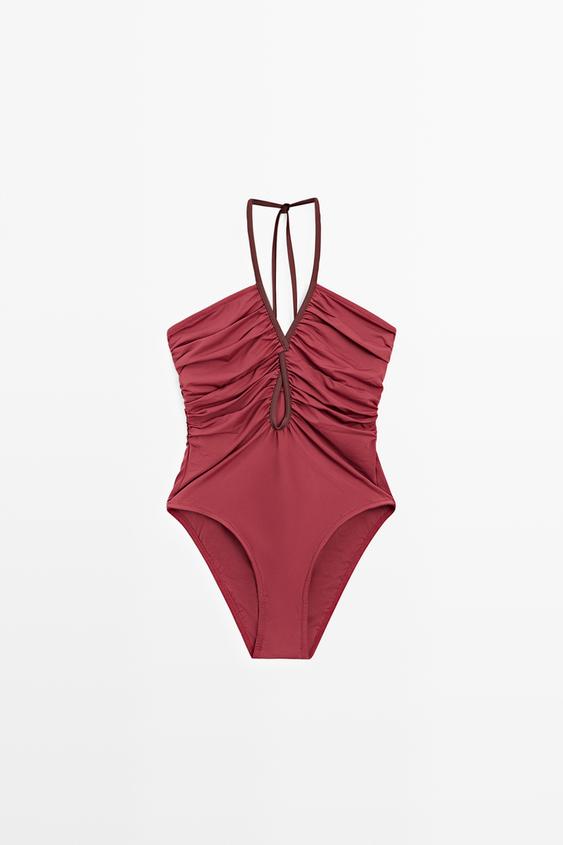 Swimsuit with contrast gathered detail from Zara - $130