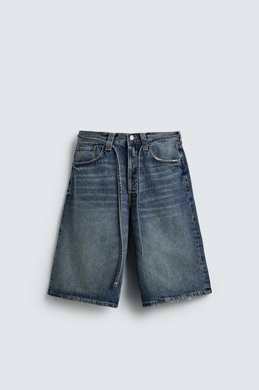 BAGGY FIT DENIM JORTS - Blue by Zara