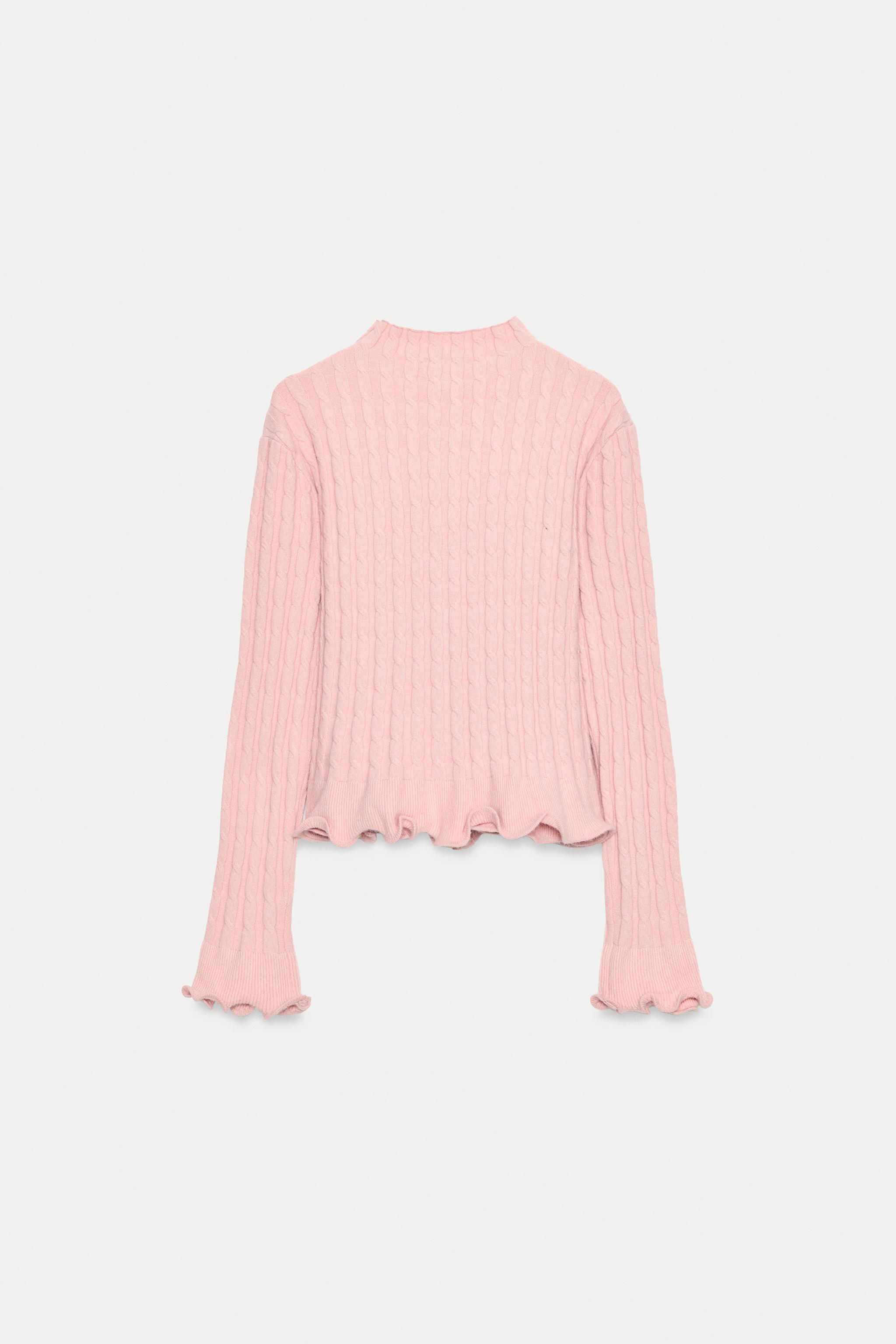 CABLE KNIT CARDIGAN WITH RUFFLES