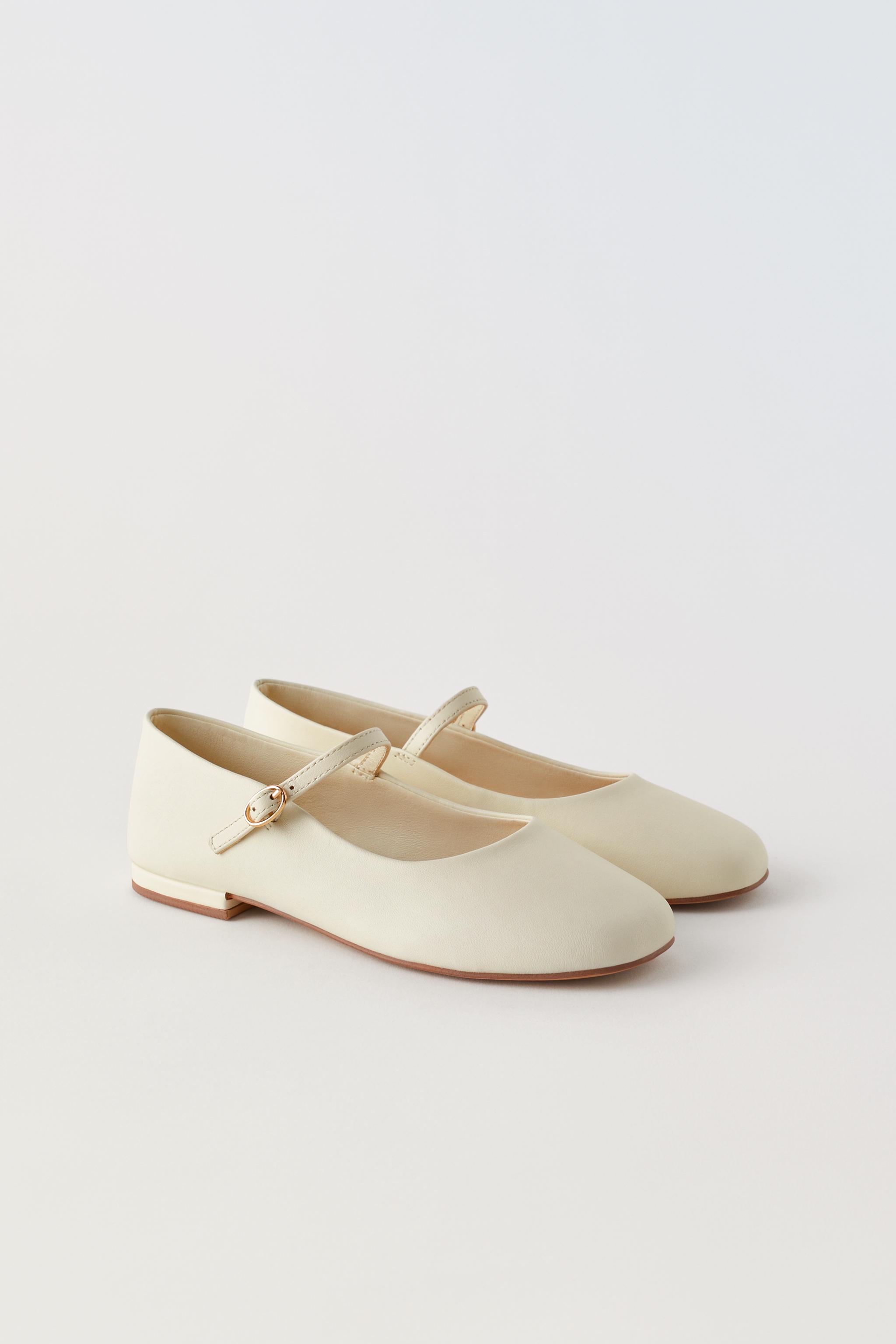 LEATHER BALLET FLATS - White | ZARA Canada