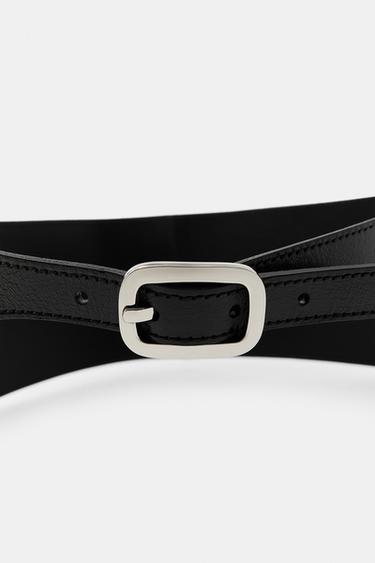 Zara 100% LEATHER SASH BELT - Black