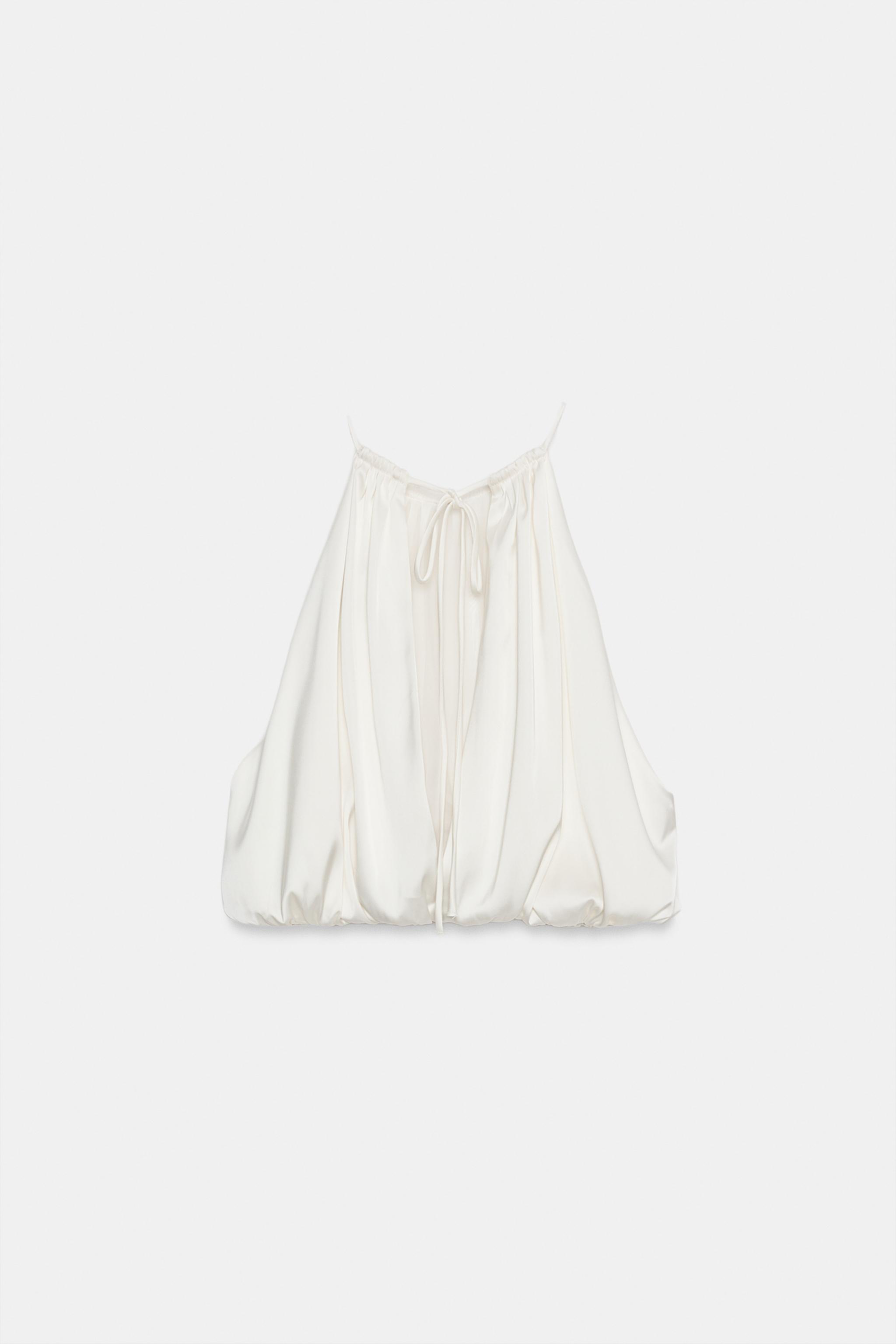 Zara Saten Balon Crop Top görsel 6