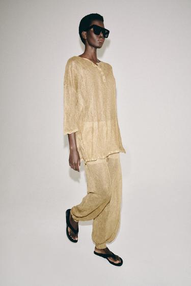 Zara FINE KNIT TUNIC TOP - Golden - Image 0