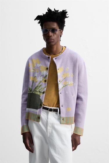 Zara FLORAL JACQUARD CARDIGAN © OTIS KWAME KYE QUAICOE - Violet