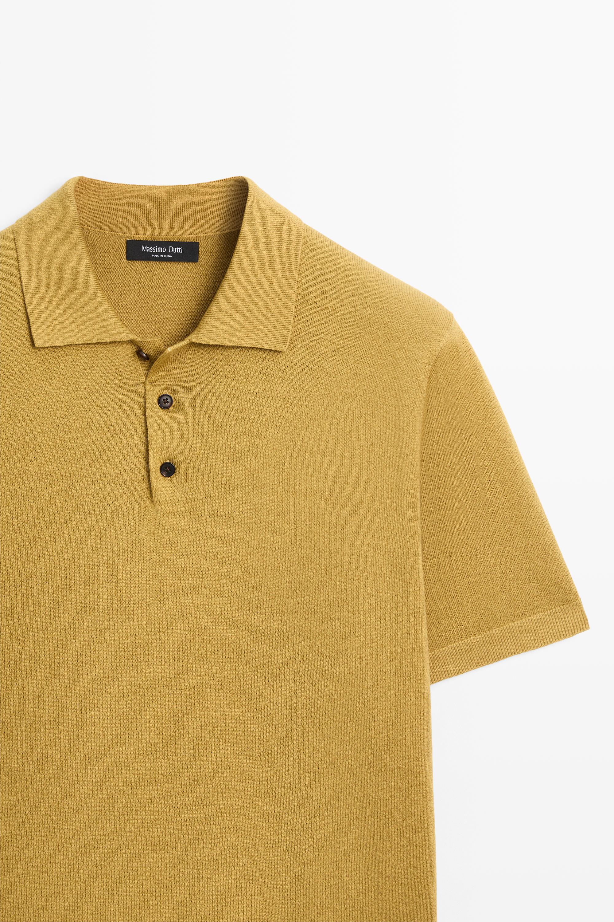 Polo en maille à manches courtes coton et lin