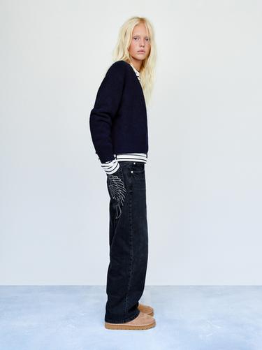CHAQUETA PUNTO TEXTO CONTRASTE - Marino de Zara