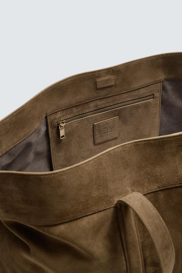 LIMITED EDITION LEATHER TOTE BAG - Khaki Green by Zara - Image 5