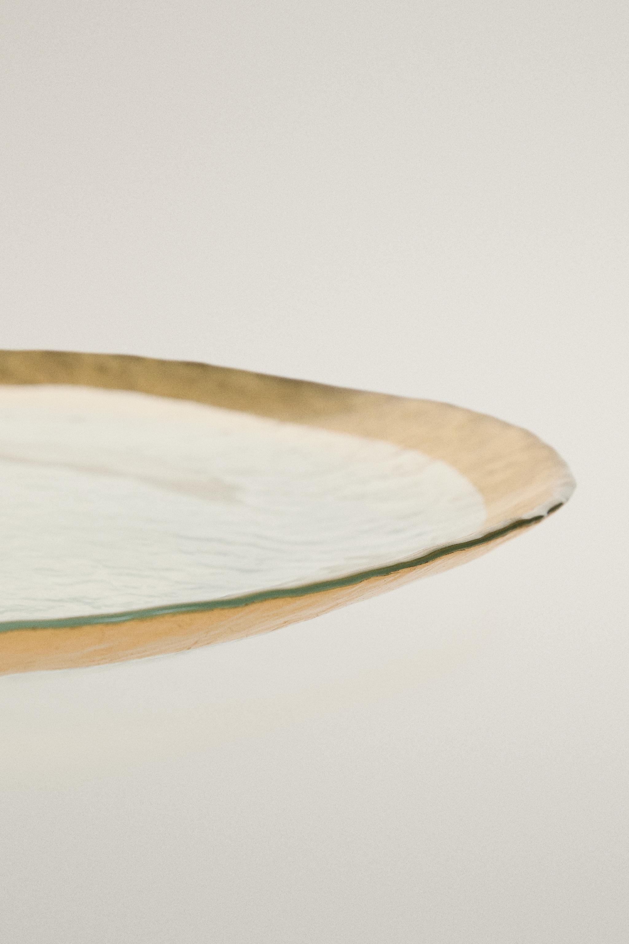 GLASS SERVICE PLATE WITH RIM