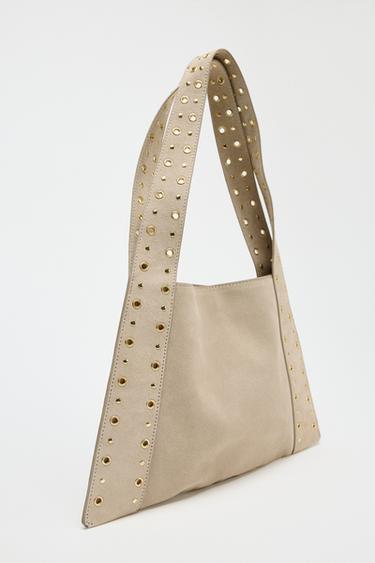 SAC PORTÉ ÉPAULE À CLOUS EN CROÛTE DE CUIR - SABLE/MARRON de Zara - Image 3