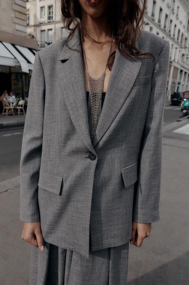 BLAZER À CHEVRONS AVEC ÉPAULETTES - Gris de Zara - Image 5