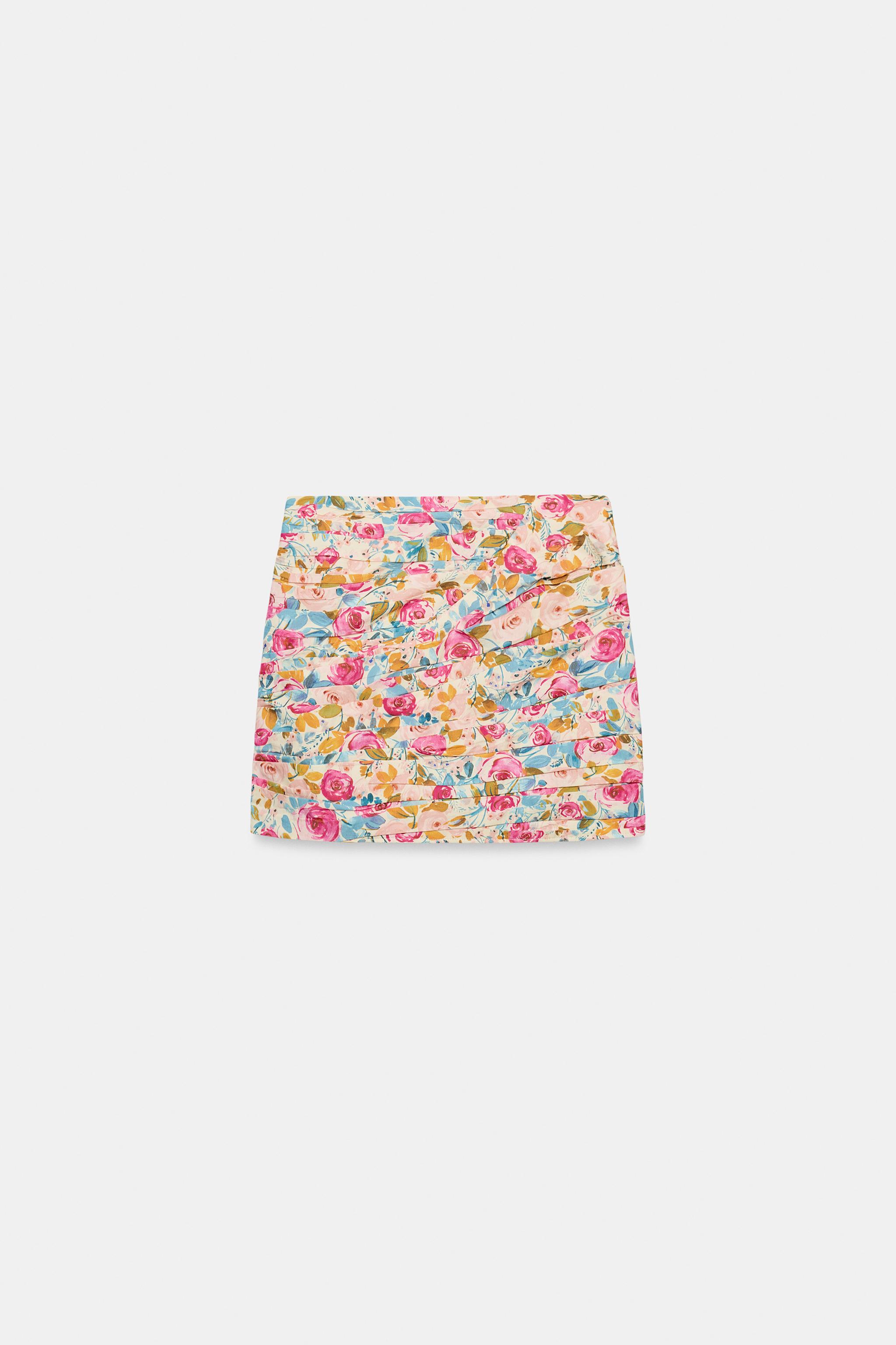JUPE COURTE DRAPÉE À IMPRIMÉ FLORAL