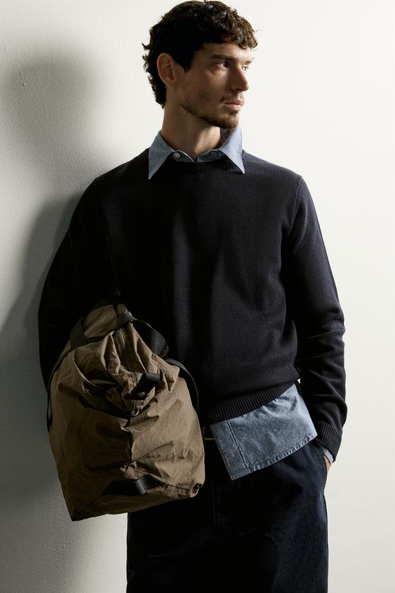 PULL REGULAR FIT EN COTON - Bleu marine de Zara - Image 5