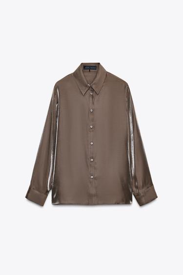 CHEMISE FLUIDE IRISÉE - Marron de Zara - Image 4