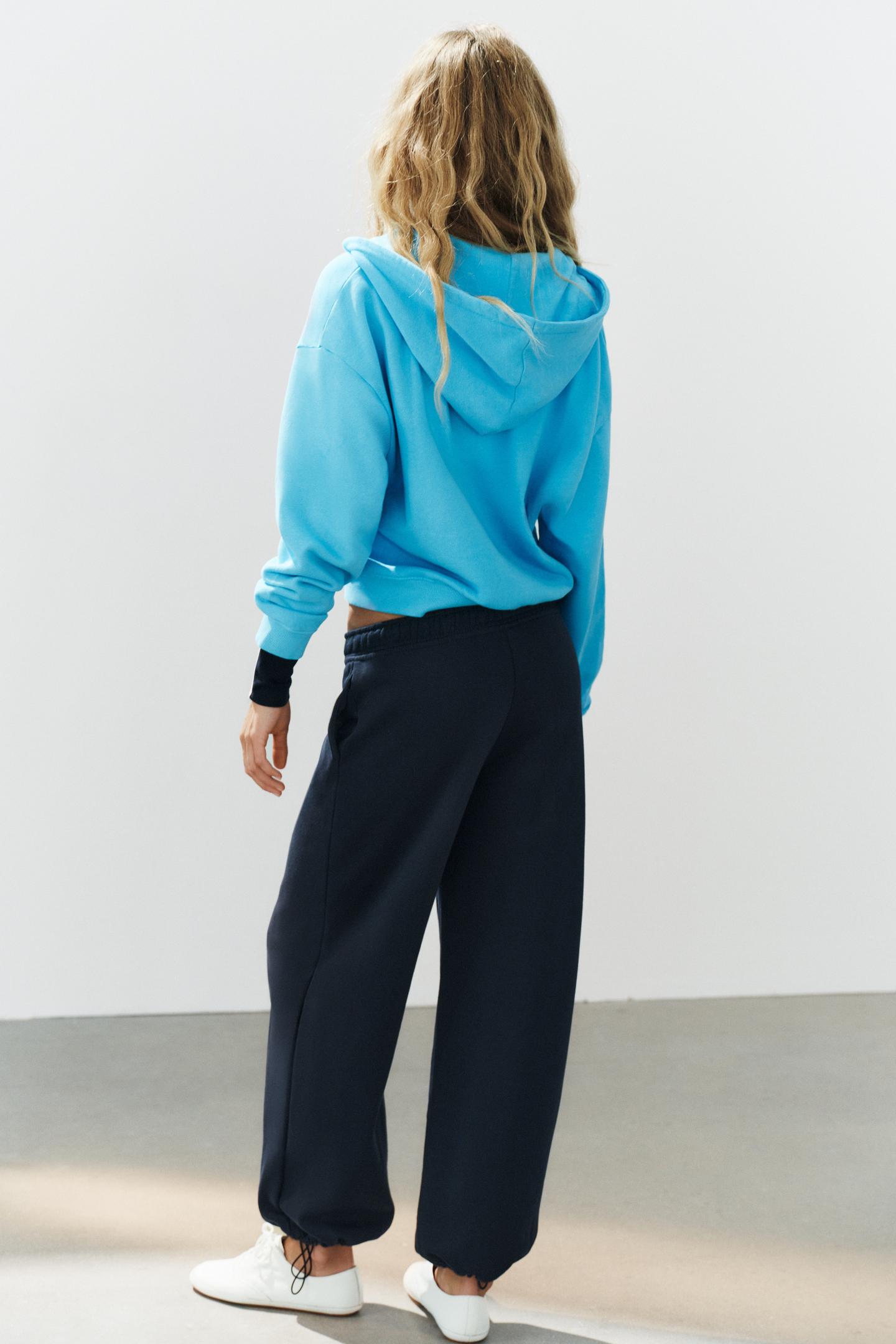 Женское худи Zara Washed-Effect Zip-Up, цвет: Светлый синий — фото 4