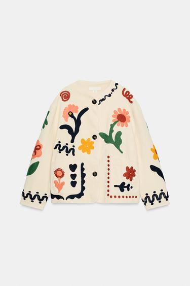 GILET BRODÉ À FLEURS 100% COTON - Écru de Zara - Image 6