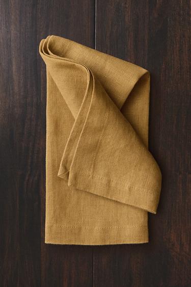 LOT DE SERVIETTES DE TABLE EN LIN DÉLAVÉ (LOT DE 2) - Moutarde de Zara