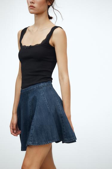 Zara TRF DENIM MINI SKIRT - Blue