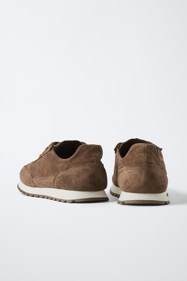 LEATHER TRAINERS - Brown by Zara
