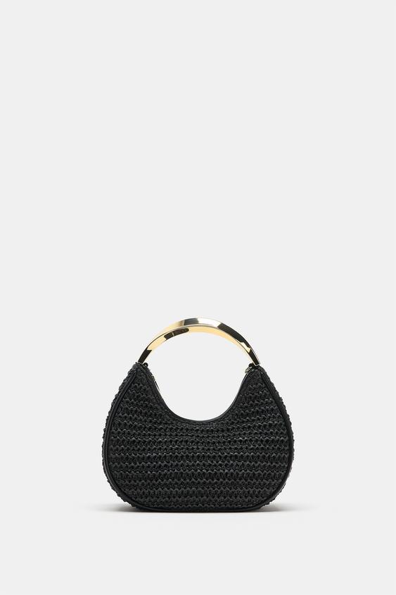BOLSA DE MÃO COM ALÇA METÁLICA - Marrom-claro da Zara - Imagem 0