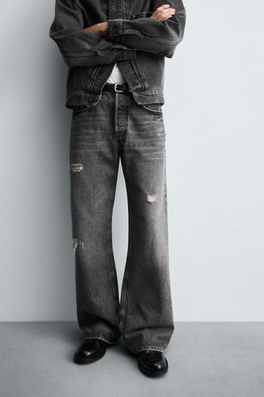 WIDE FLARE FIT JEANS - Grey by Zara
