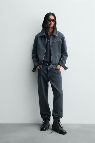 Zara LIMITED EDITION ZIPPER DENIM JACKET - Midnight blue