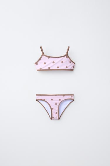 6-14 YEARS / POLKA DOT BIKINI WITH CONTRAST TRIM - Dusty pink by Zara - Image 0
