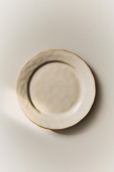 STONEWARE DESSERT PLATE WITH IRREGULAR EDGE - Cream by Zara - Image 4
