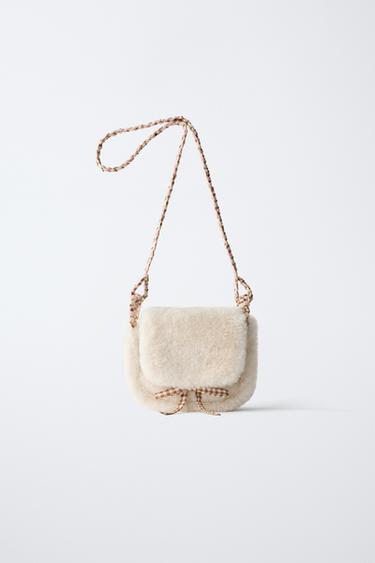 FAUX FUR CROSSBODY BAG - Ecru White by Zara