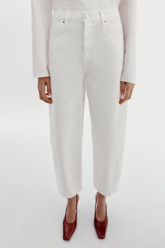 Z1975 HIGH-WAIST BARREL JEANS - White by Zara - Image 4