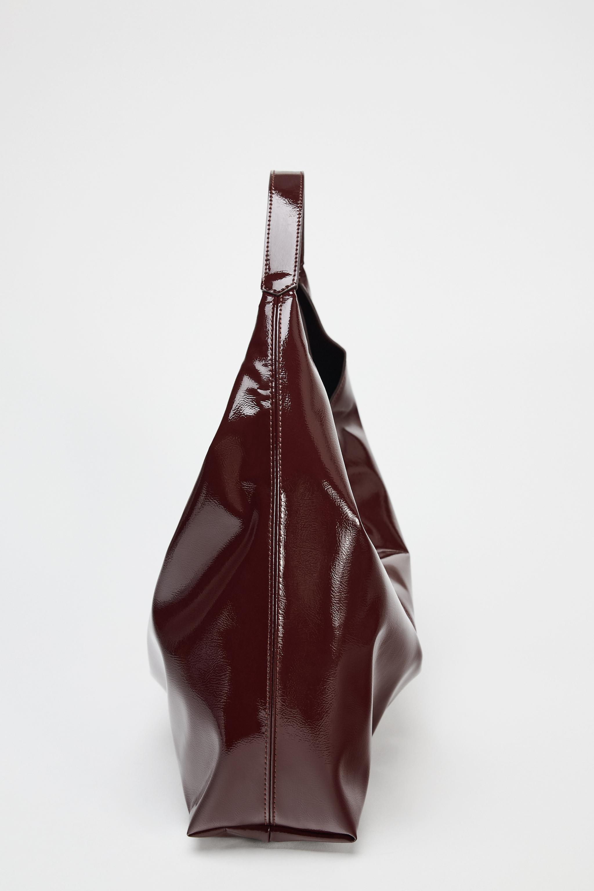 ZARA 光沢のあるバケットバッグ 6021/510 光沢のあるバケットバッグ - ボルドー | ZARA Japan / 日本
