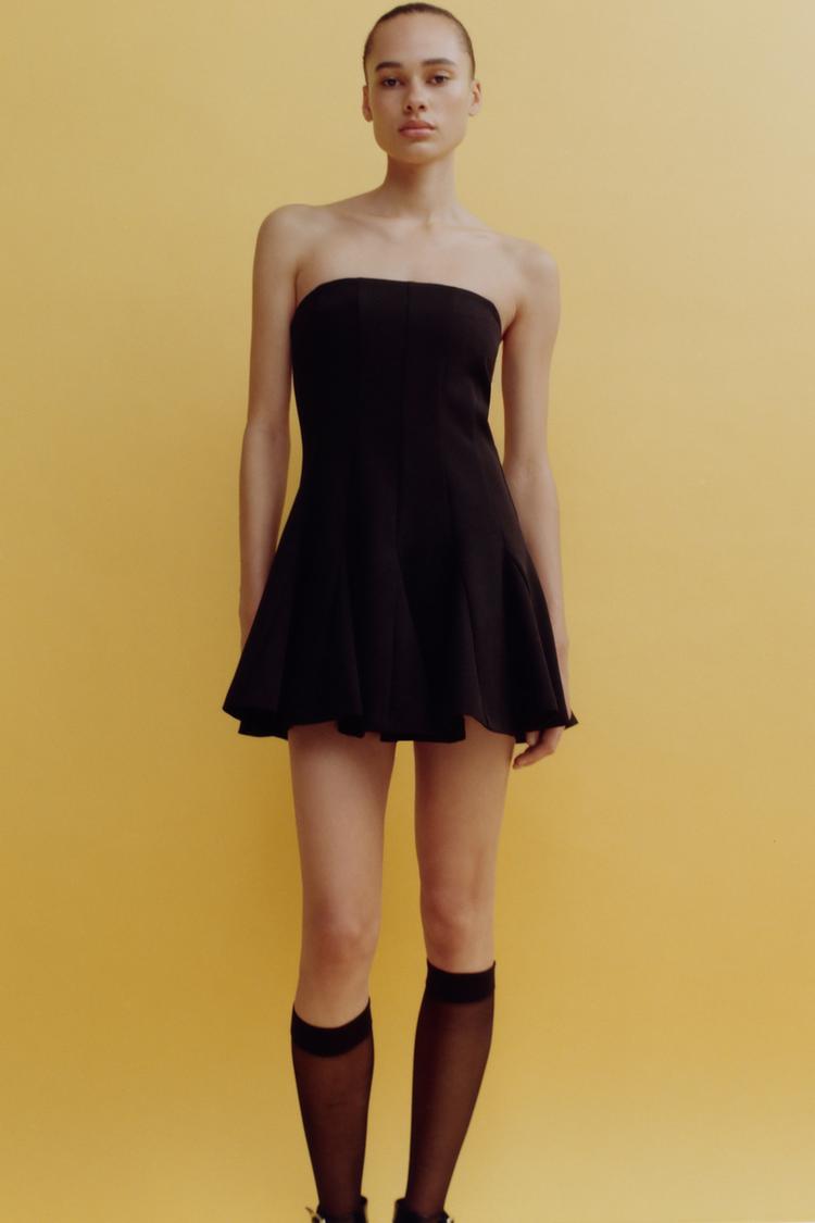 Little Short Dress SHORT DRESS WITH GODET DETAIL Black ZARA India