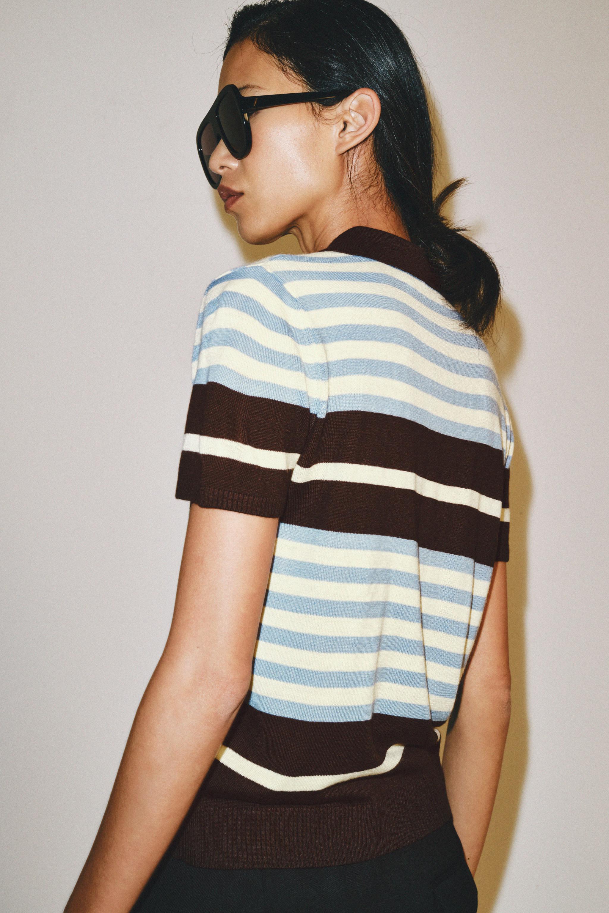 Zara STRIPED KNIT POLO SHIRT — фото 3