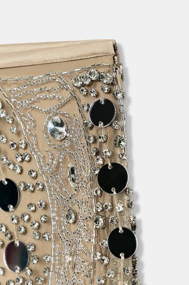 BEADED KNIT MINI SKIRT - Silver by Zara - Image 7