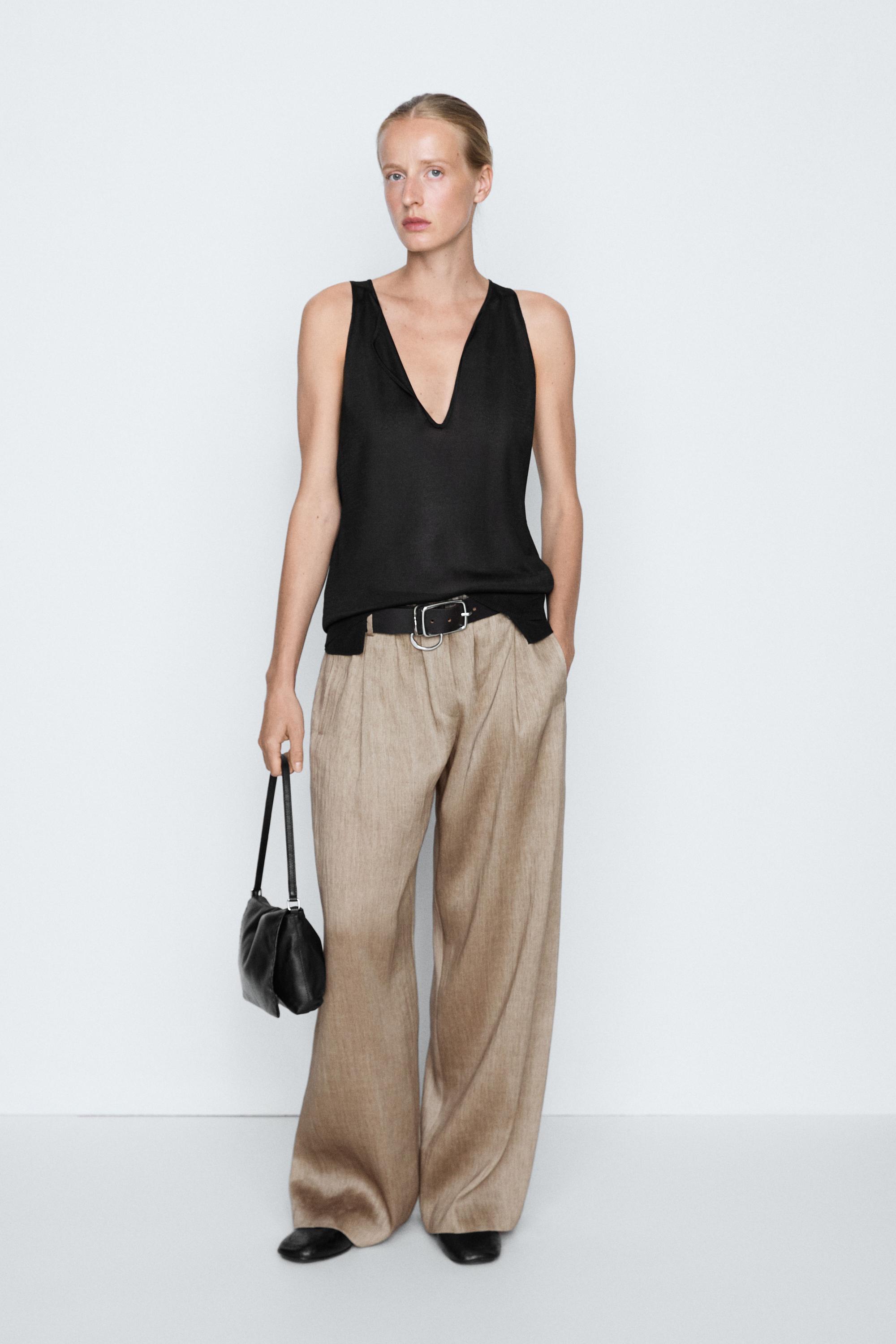 Satin pleated pants with elastic detail - STUDIO — Stone