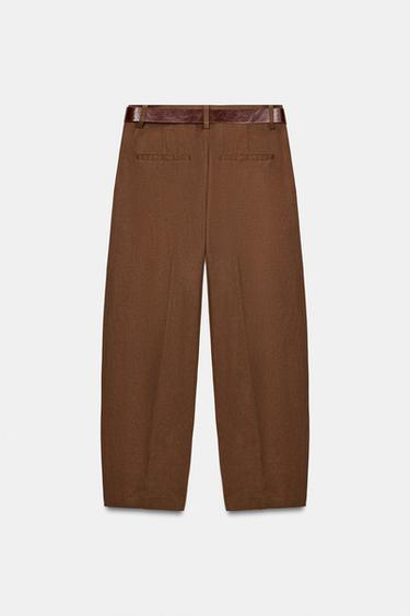 BALLOON TROUSERS WITH BELT - Brown by Zara - Image 6