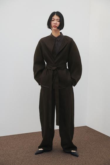 リネンベルトキモノ ZWコレクションブラウンZaraのリネンベルトキモノ ZWコレクション - ブラウン