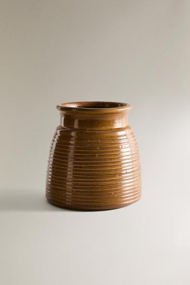 STRIPED VASE - Ochre by Zara
