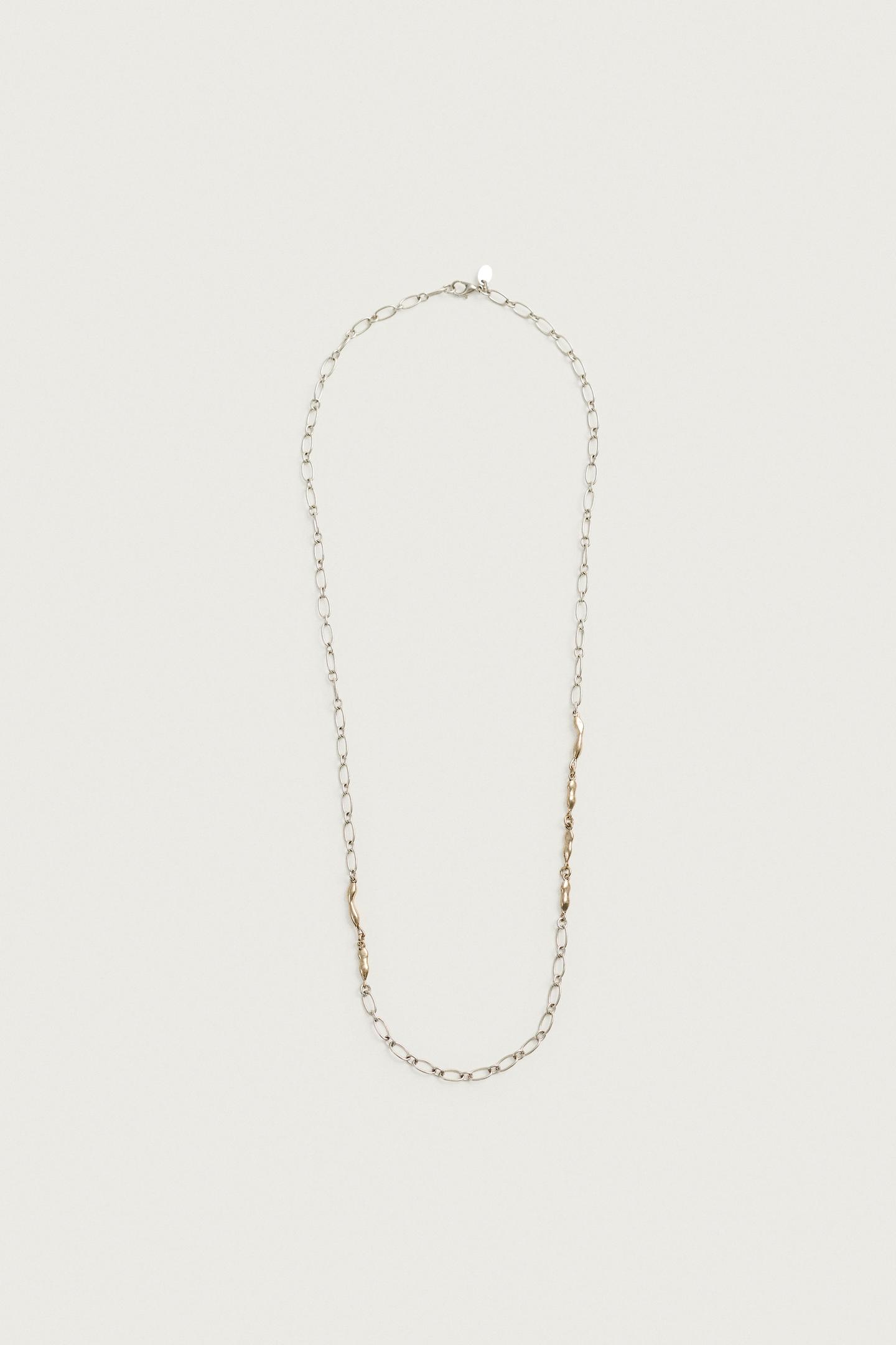 Мужские украшения Zara Contrast Metallic Link Chain, цвет: Серебряный — фото 3