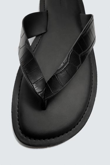 EMBOSSED STRAPPY SANDALS - Black by Zara - Image 5