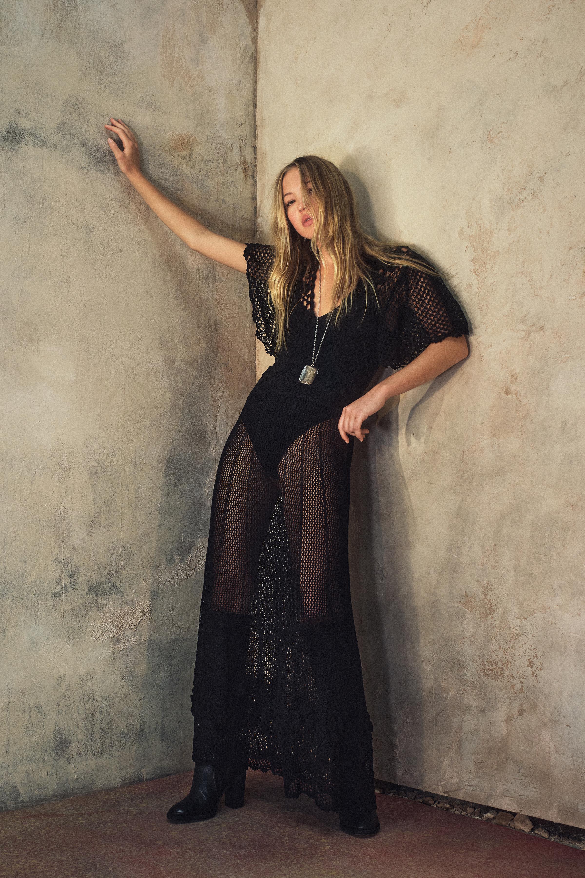 Vestido Crochet Negro Largo Vestido Largo Vestido Zara Knit