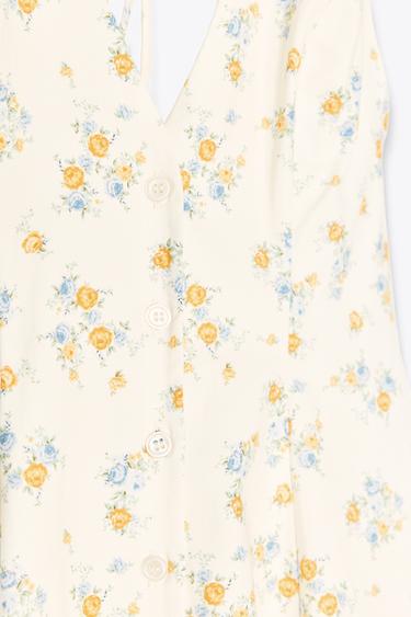 ROBE EN POPELINE IMPRIMÉE FLEURS - blanc-orange de Zara - Image 6