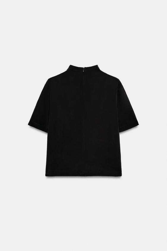 TOP ÉPAULETTES SATINÉ ZW COLLECTION - Noir de Zara - Image 6