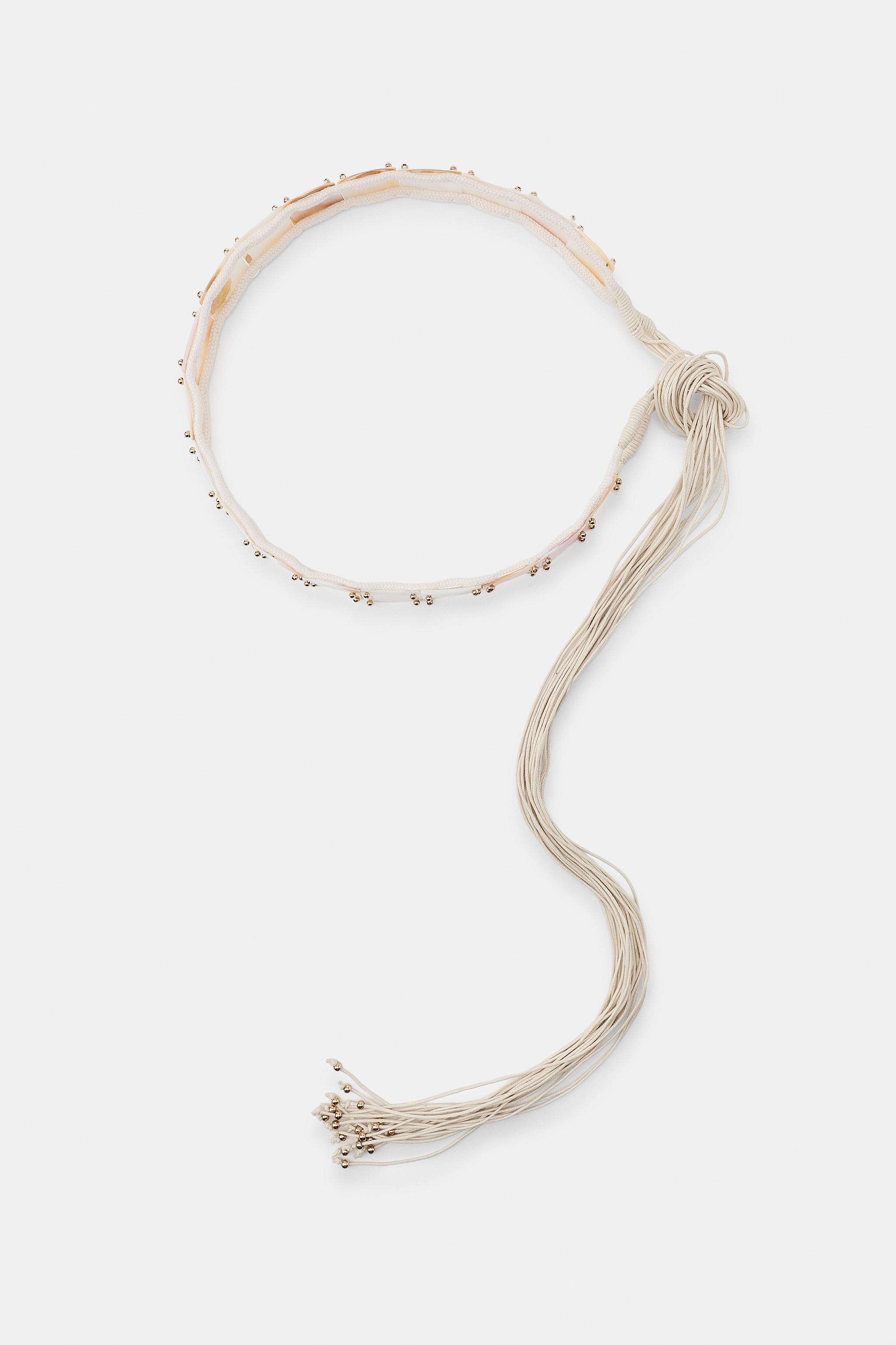 CORD AND SHELL PIECE BELT - Ecru | ZARA United States display picture 3