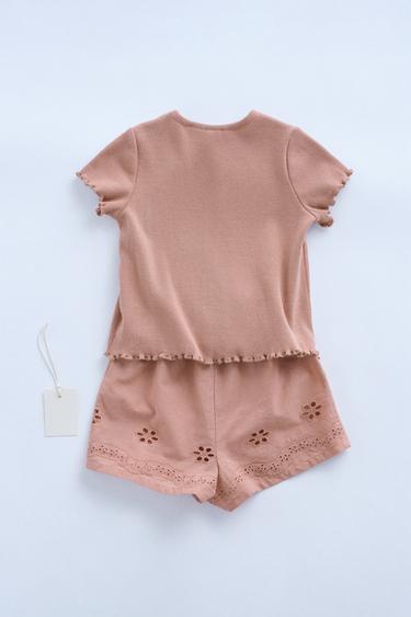 TIMELESZ - EMBROIDERED FLOWER PYJAMAS - Brown by Zara - Image 1